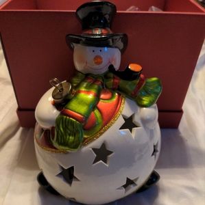 Home collections snowman luminary with flameless candle and timer